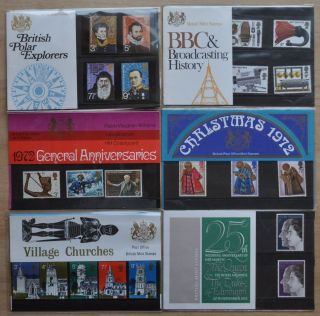 1972 Presentation Packs - Complete Year ' S Issue Of 6 Packs photo