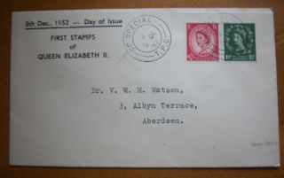 V/rare Gb 1952 Low Values Fdc - Up T.  P.  O Special Postmark photo