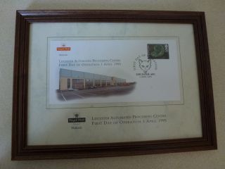 First Day Cover Leicester Mail Centre Opening (apc) April 1995 Framed Very Rare photo