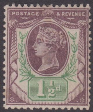 Gb Qv 1.  1/2d Dull Purple & Pale Green Sg198 Cv=£18 Hinged Stamp 1887 - 92 photo