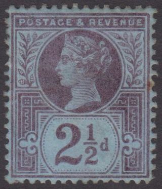 Gb Qv 2.  1/2d Purple/blue Sg201 Cv=£25 Hinged Jubilee Stamp 1887 - 92 photo