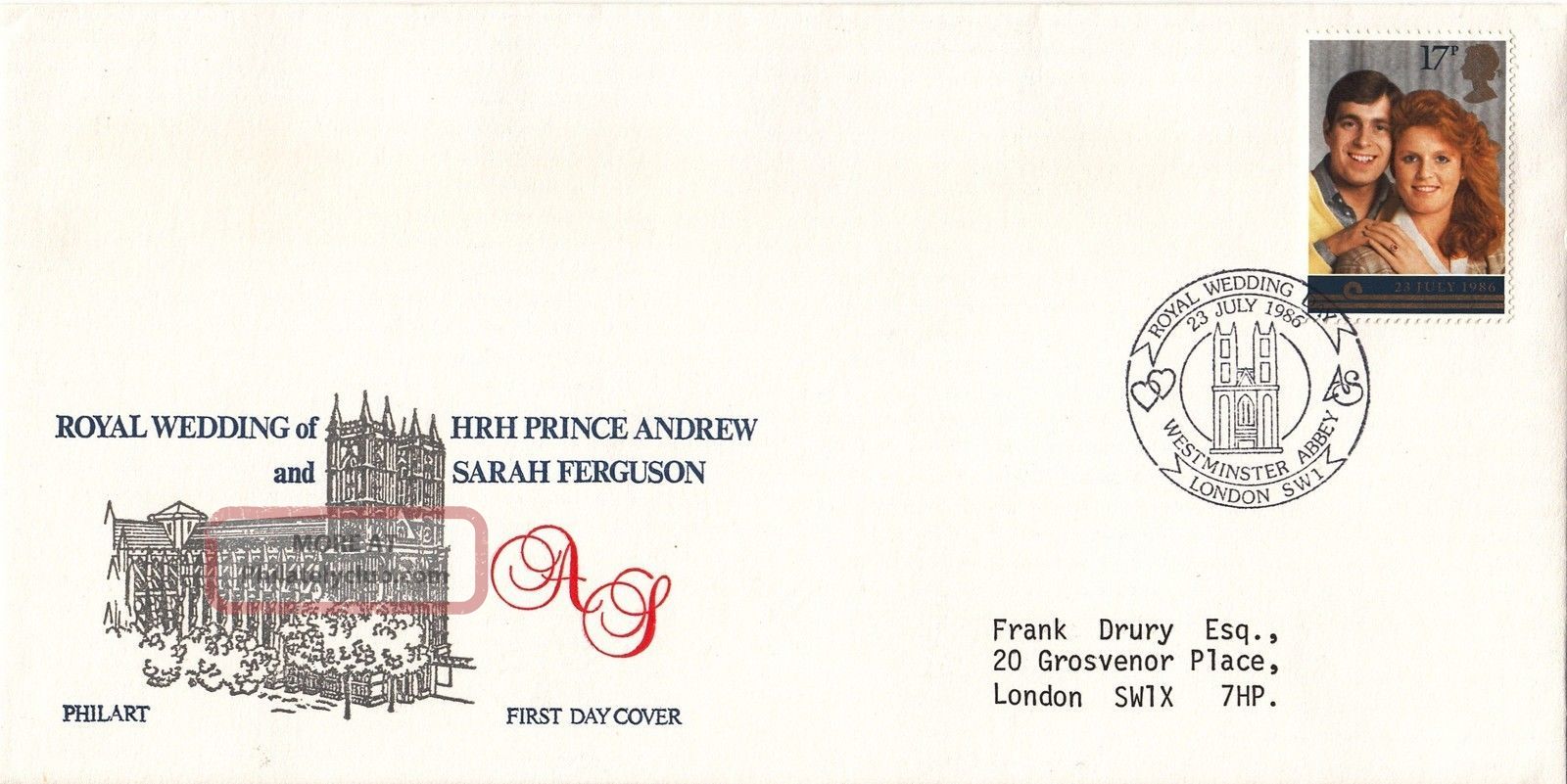 (18833) Gb Philart Cover Prince Andrew Sarah Ferguson Wedding 1986 Westminster Covers photo