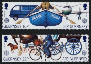 Guernsey 382a,  4a Europa,  Car,  Boat,  Horse,  Bicycle,  Aircraft photo