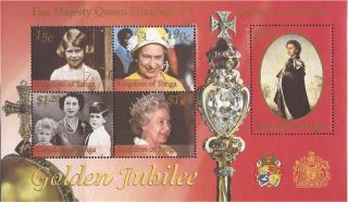 Tonga - 2002 Golden Jubilee - 4 Stamp Sheet - 20n - 019 photo