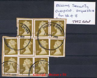 2008 1st Class Security Machin Mril Exceptionally Rare Missing Overprint photo