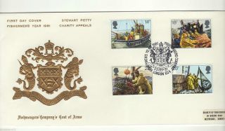 A Lovely Great Britain Fdc 1981 Fishermen ' S Year.  Stewart Petty Charity Appeals photo