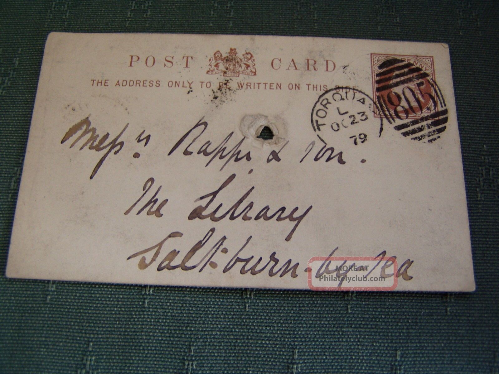 1879 Postmark 805 - Torquay Terra Cotta Co Postcard To Saltburn By The Sea Great Britain photo