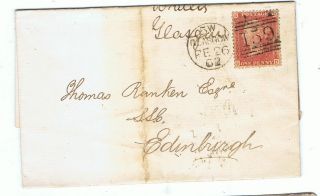 1862 Victorian Penny Red (star) On Cover Glasgow - 5w Postmark photo