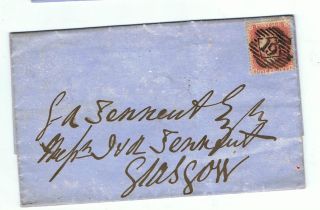 1858 Victorian Penny Red (star) On Entire Cover London - Glasgow Postmarks photo