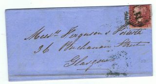 1859 Victorian Penny Red (star) On Cover 2 London - Glasgow Postmarks photo