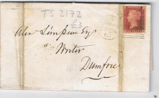 1861 Victorian Penny Red (star) On Cover Dumfries Postmark - Charitable Receipt photo