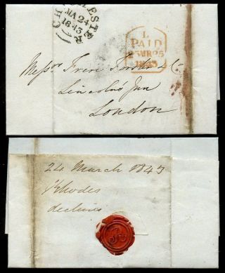 Gb 1843 Chichester + Paid Tombstone + R Seal Of Rhodes photo