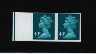 40p Y 1705 Turquoise Pair Stamp Total Imperf Mistake Error Definitve photo