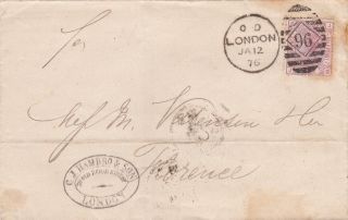 Gb : Sg139 2½d Rosy Mauve On Wrapper To Florence,  Italy (1876) photo