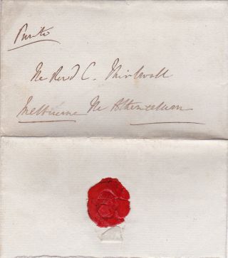 Lord Melbourne,  Prime Minister Signed Wrapper To Rev.  Thirlwall (1830s) photo