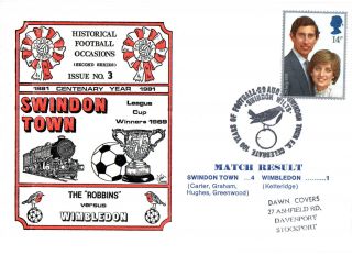 28 August 1981 Swindon Town 4 Wimbledon 1 Commemorative Cover photo
