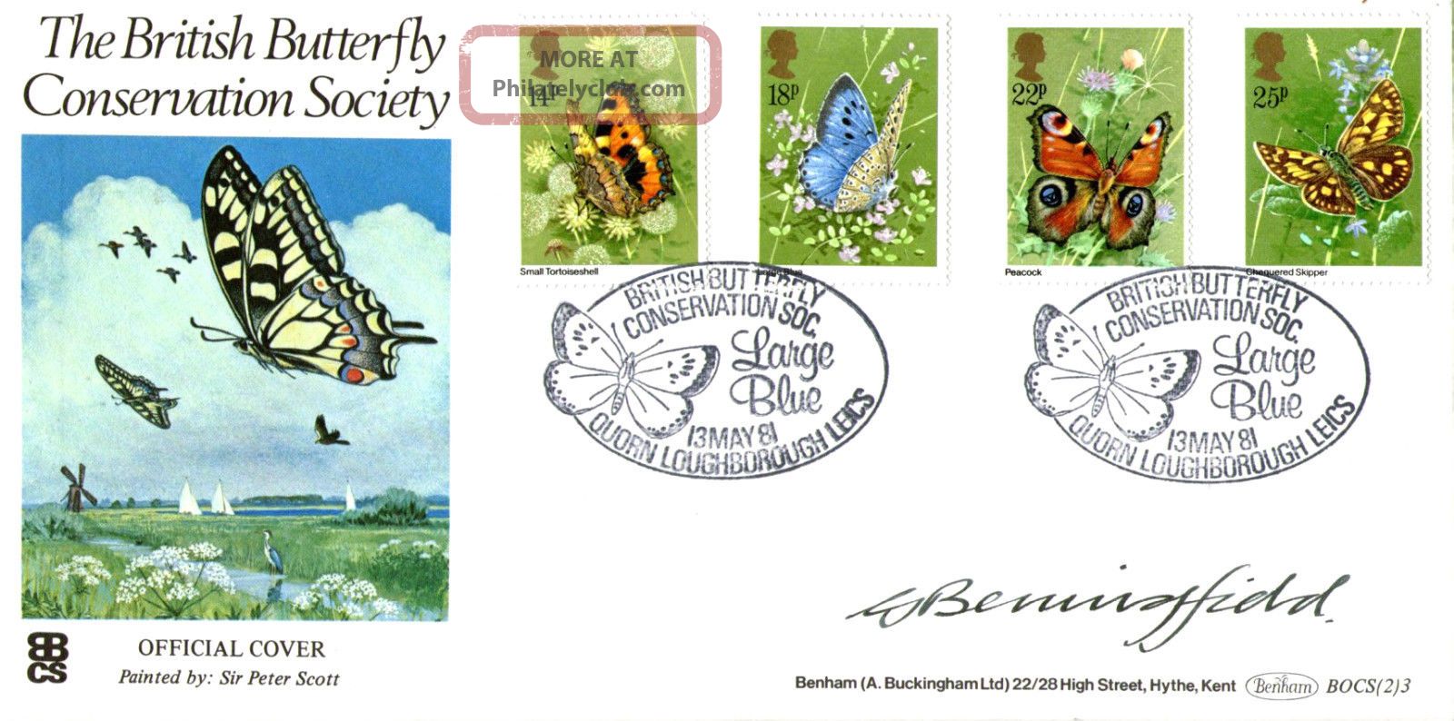 13 May 1981 Butterflies Benham Fdc Signed By Stamp Designer Shs Animal Kingdom photo