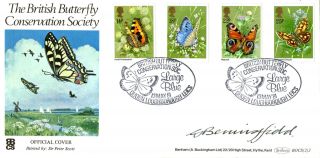 13 May 1981 Butterflies Benham Fdc Signed By Stamp Designer Shs photo