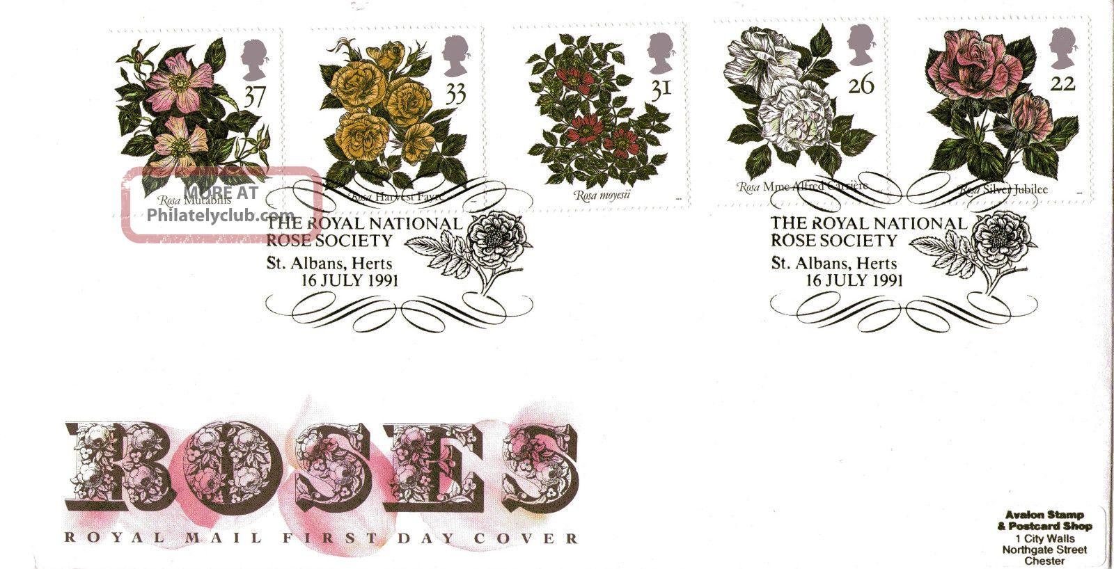 16 July 1991 Roses Royal Mail First Day Cover The Royal National Rose Society Topical Stamps photo