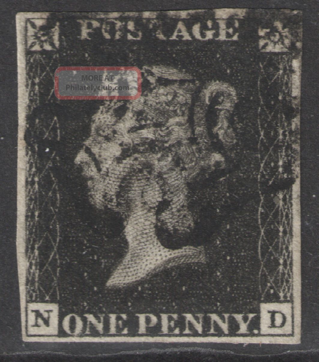 Sg2 1d Penny Black Plate 8 N - D 4 Margins Black Mx Fine Cat £500 Victoria photo