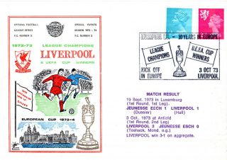 3 October 1973 Liverpool 3 Jeunesse Esch 1 On Agg Commemorative Cover photo
