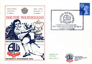 1 September 1973 Bolton Wanderers 1 Hull City 0 Commemorative Cover photo