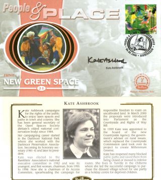 6 June 2000 People And Place Benham Fdc Signed By Campaigner Kate Ashbrook photo