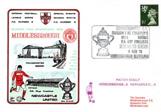9 November 1974 Middlesborough 0 V Newcastle United 0 Commemorative Cover photo