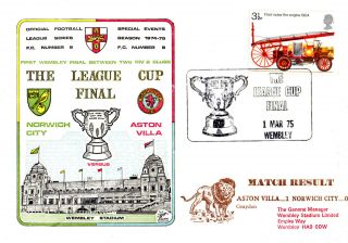 1 March 1975 League Cup Final Aston Villa 1 V Norwich City 0 Commemorative Cover photo