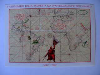 1992 Discovery Of America Mini Sheet From Vatican photo