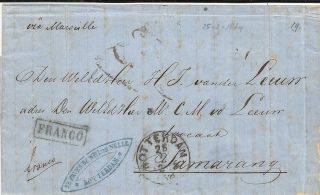 Netherlands 1864,  Stampless El From Rotterdam Sent To Samarang Java In Indonesia. photo