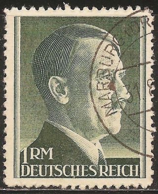 1941 - 45 Nazi Germany Scott 524a Third Reich,  Hitler (1m Pfg - Perf 12½) - photo