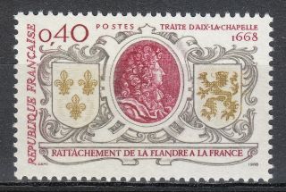 France 1968 Mi 1628 Sc 1216 King Louis Xiv Arms Of France & Flanders photo