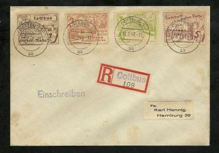 Germany 1945,  Cottbus City Issue,  Reg.  Cover Mark - Values photo