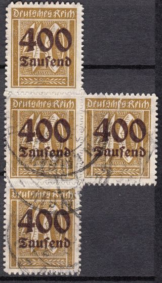 Germany,  1923 Opts,  400t On 40pf,  Sg 309 X 4 -,  Cat £27 photo