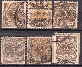 Germany,  1889,  3pf,  All Brown Shades Of Sg 46,  46b,  46c & 46d - photo