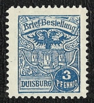 + 1897 Duisburg Nrw Arms German States 3pf Local Private Stadtpost Bob photo