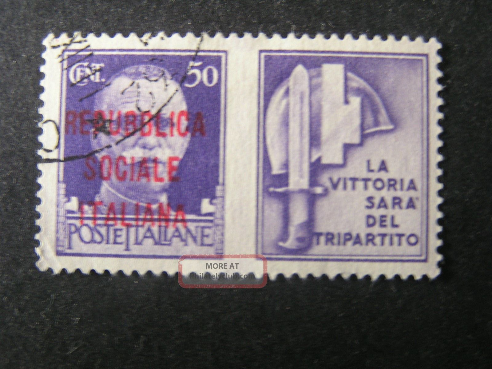 Italy Social Republic Scott 15,  1944 Honoring The Army Overprintred Issue Europe photo