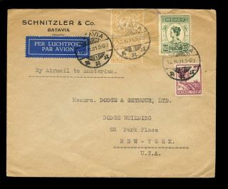 Dutch East Indies 1931 Airmail. . .  Schnitzler Envelope To Ny photo