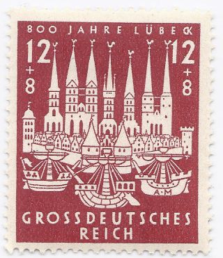Nazi Germany Third Reich 1943 Jahre 12+8 Stamp Ww2 Era D photo