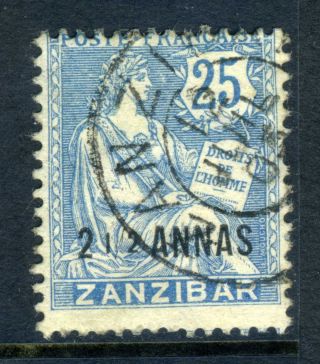 France Colony 1903 Zanzibar 2½¢/ 25¢ Mouchon Vfu (z436) photo