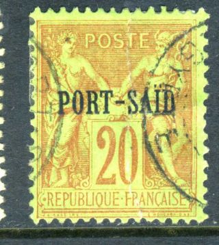 France Colony 1899 Port Said 20¢ Peace Commerce Type Ii Vfu (z512) photo