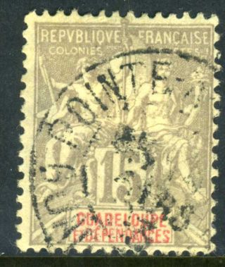 France Colonies 1901 Guadeloupe 15¢ Gray Vfu (w443) photo