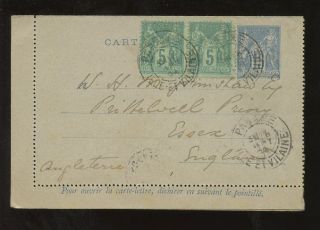 France 1894 Stationery Uprated Lettercard To Essex Prittlewell Priory photo