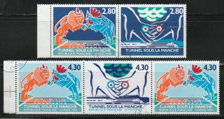 France 1994 Postal Sc 2421 - 2424a Mi 3023 - 26 Pairs Opening Of Channel Tunnel photo