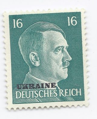 Nazi Germany 3rd Reich Occupation Ukraine Russia Overprint Hitler 16 Stamp Ww2 photo