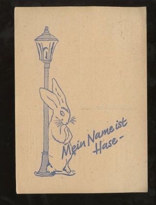 Advertising Rabbit Harvey 1950 Germany Illust.  Theatre Card. . .  Mein Name Ist Hase photo