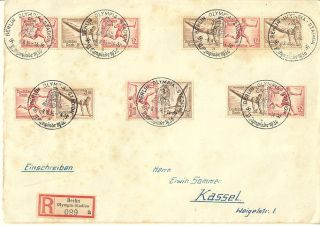 Germany Scott B82,  86 Se - Tenant Combinations On Cover (1938) Olympics photo