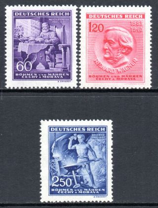 Germany Wwii Occs.  Bohemia & Moravia 1943 Wagner 130th Fine Nh Mi.  128/30 photo