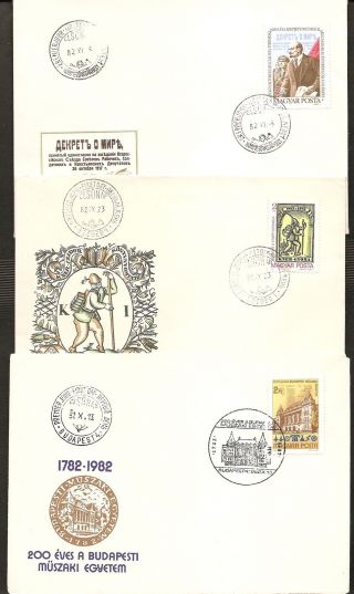 Hungary - 1982 Three All Different Cacheted/unaddressed Fdcs - Rn56g photo